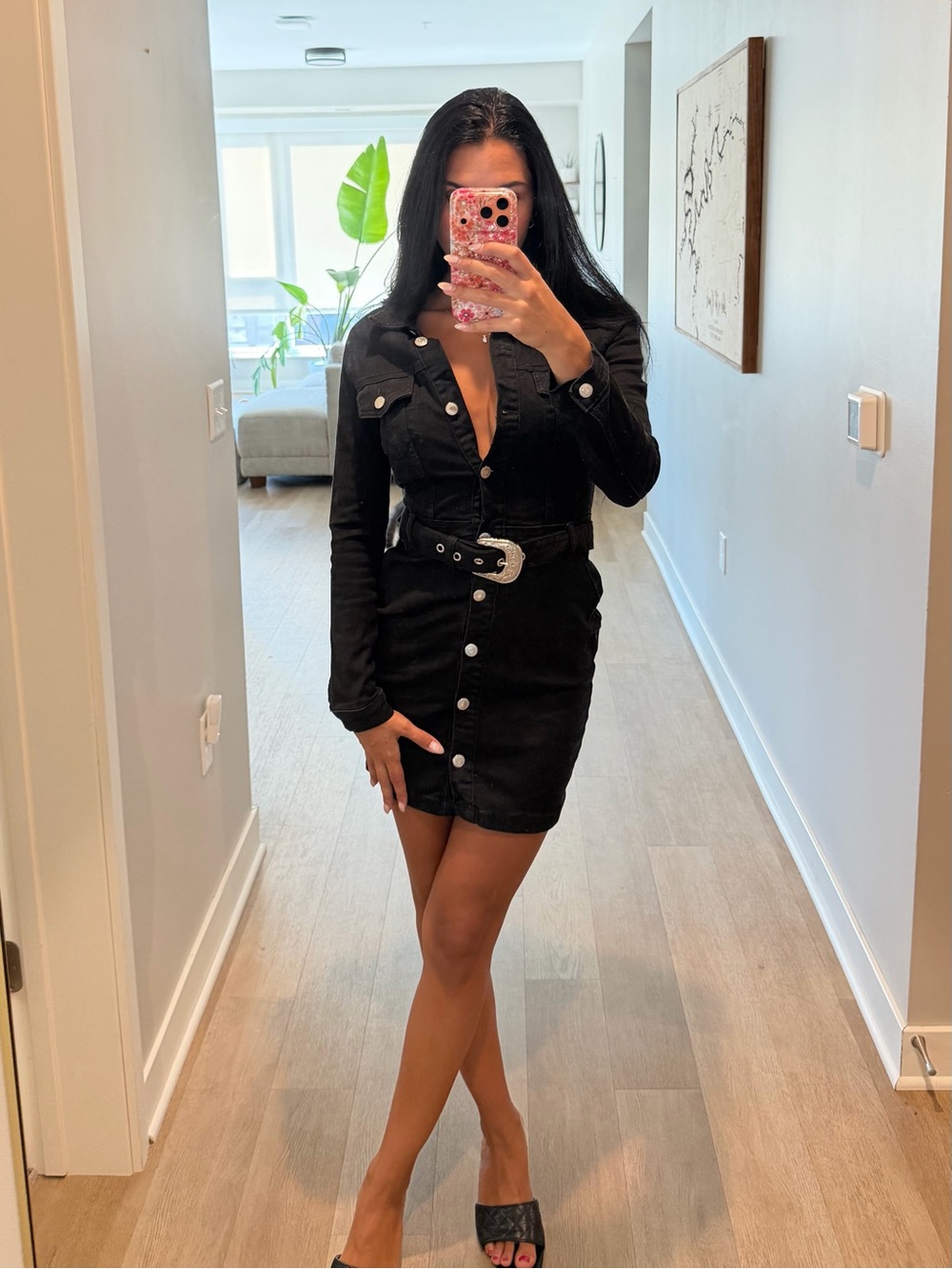 Parisian Works Black Denim Long Sleeve Dress